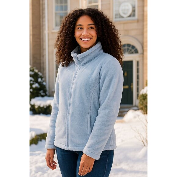 32 Degrees XL Heat Women Plush Faux Fur Zip-up Cozy Teddy Jacket Long Sleeve - Picture 1 of 8